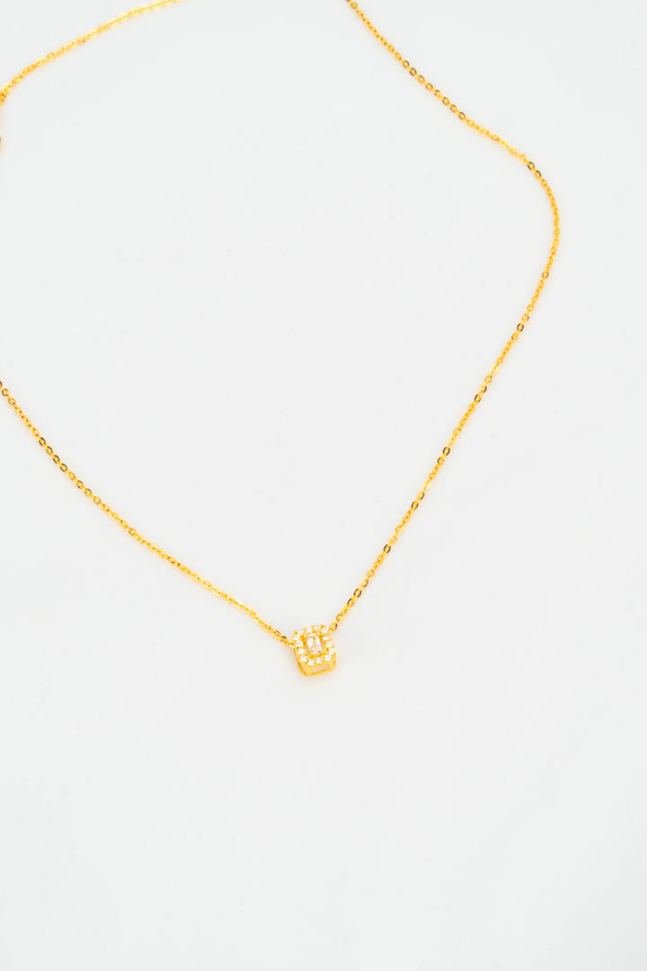 Dây Chuyền Mặt Vuông Tấm Baguette Đính Đá CZ Vàng 16K Bảo Tín K&K