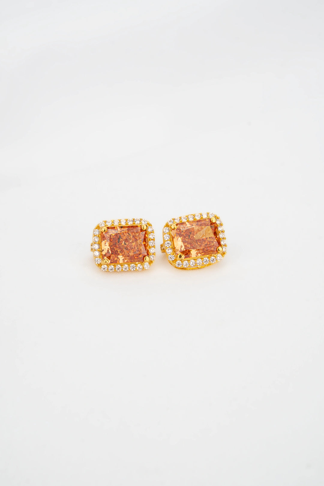 Bông Tai Đá Màu Cam Đính Đá CZ Vàng 16K Bảo Tín K&K