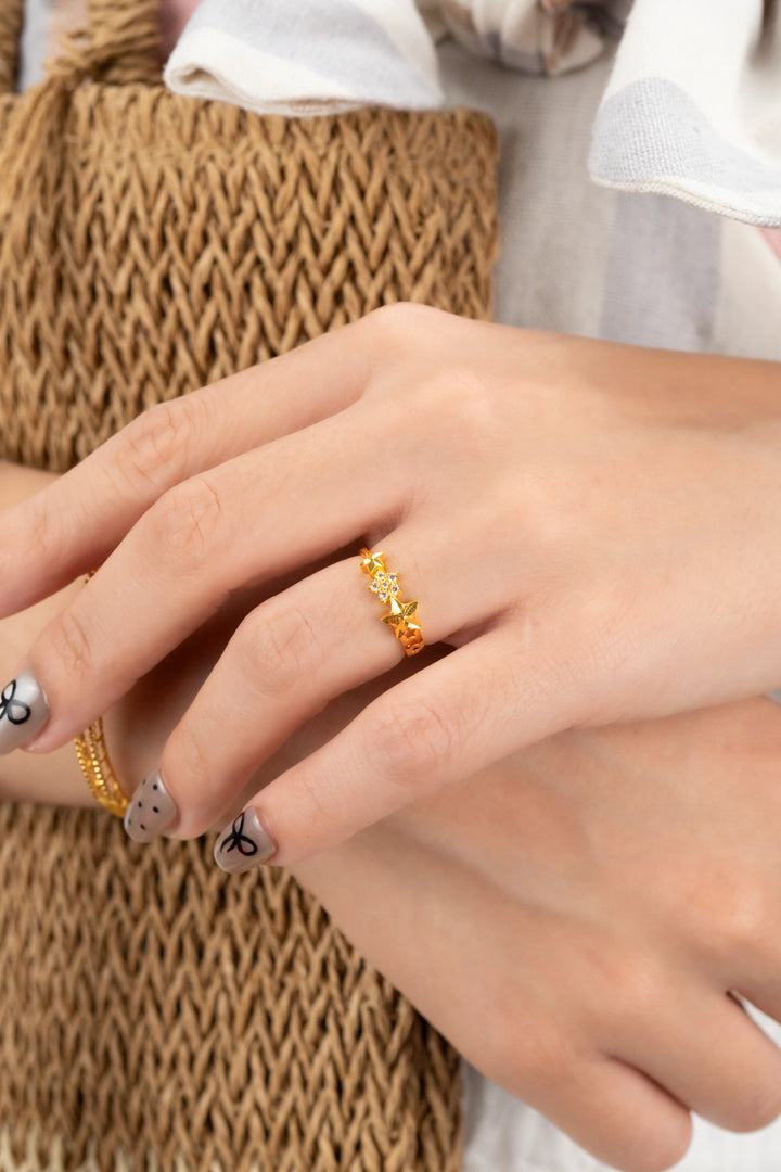 Nhẫn Kiểu Ngôi Sao Tấm Đính Đá CZ Vàng 16K Bảo Tín K&K