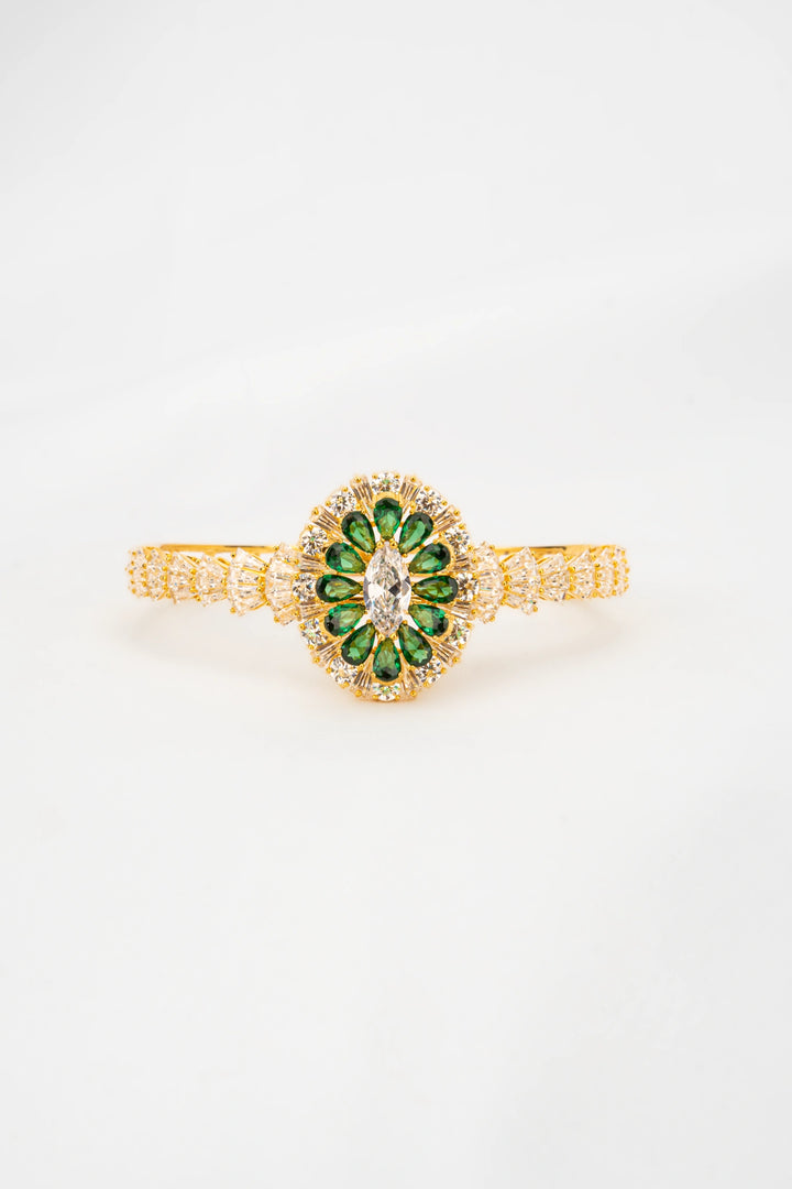 Vòng Tay Kiểu Đá Xanh Lá Đính Đá CZ Vàng 16K Bảo Tín K&K