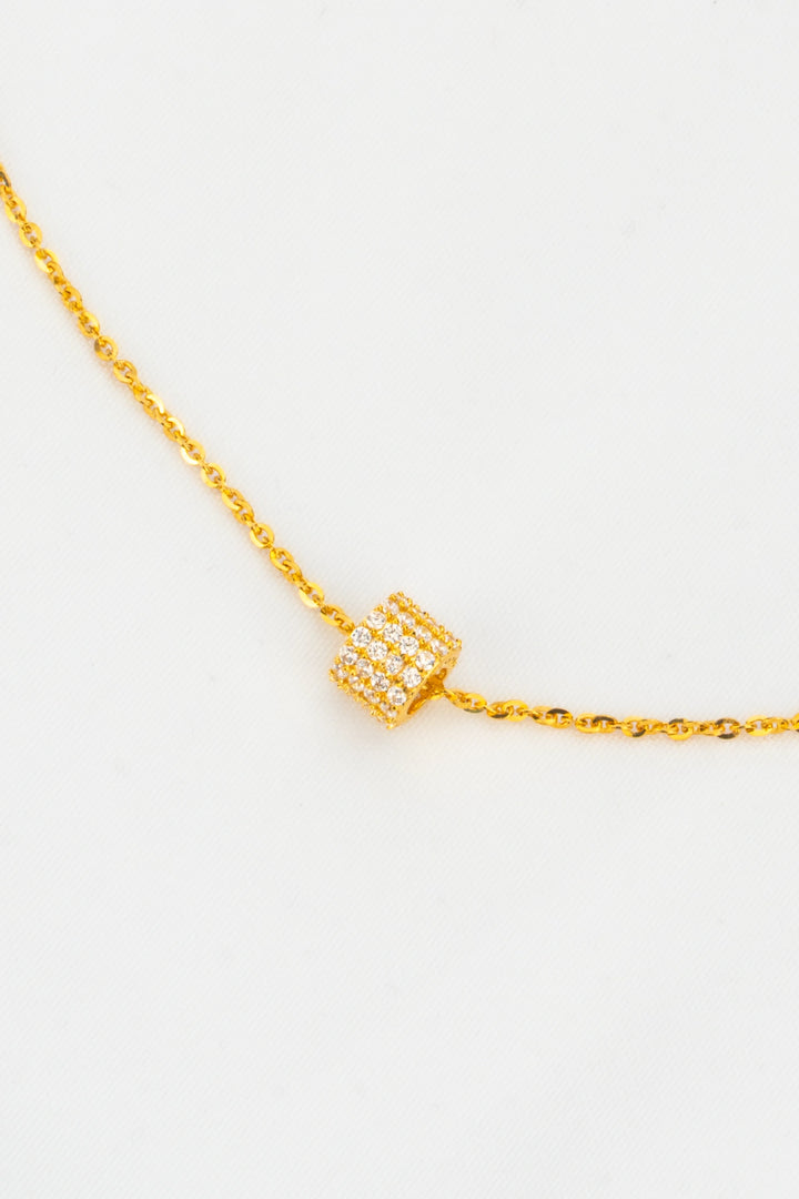 Dây Chuyền Mặt Tròn Tấm Đính Đá CZ Vàng 16K Bảo Tín K&K