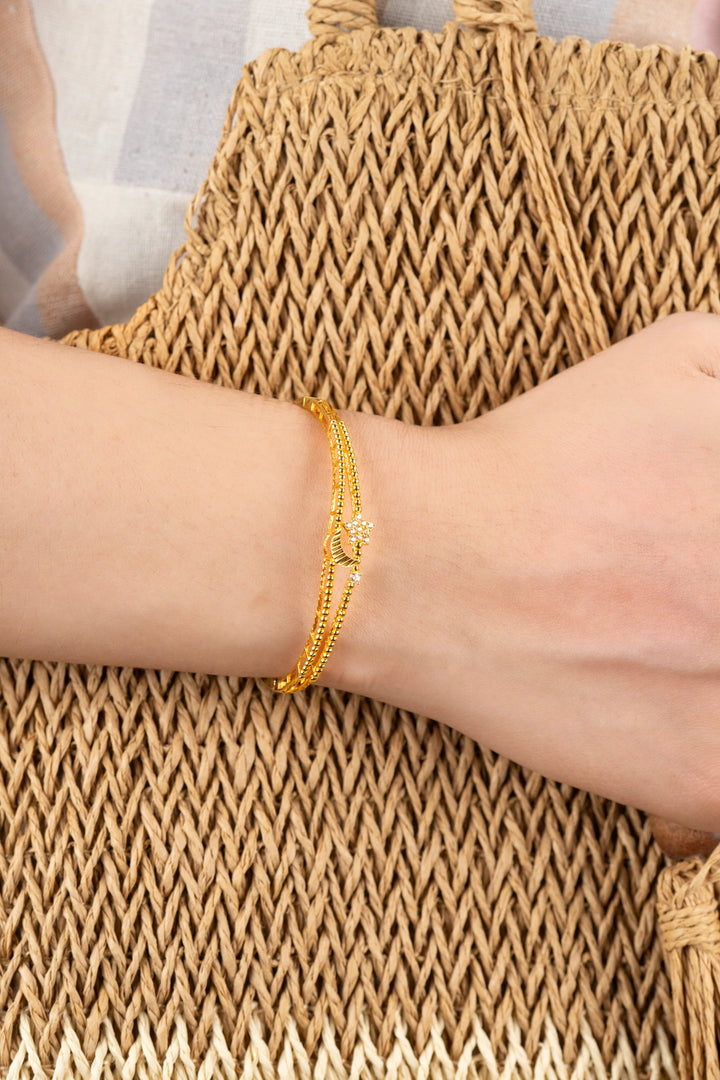 Vòng Tay Kiểu Trăng Sao Đính Đá CZ Vàng 16K Bảo Tín K&K