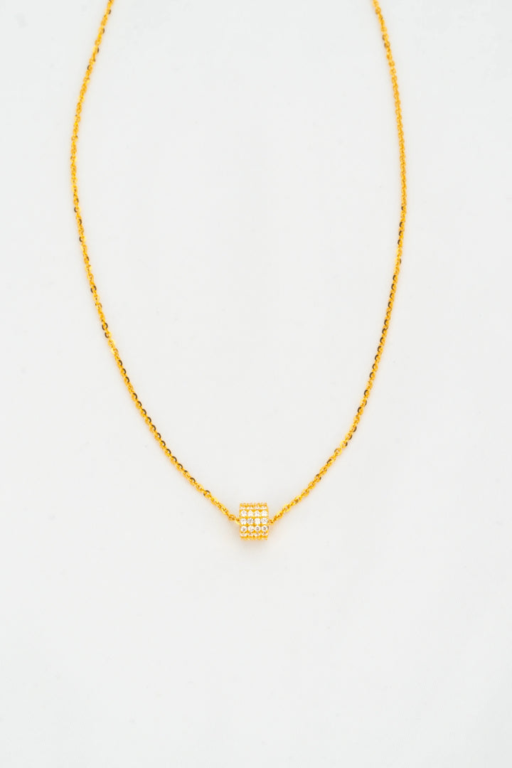 Dây Chuyền Mặt Tròn Tấm Đính Đá CZ Vàng 16K Bảo Tín K&K