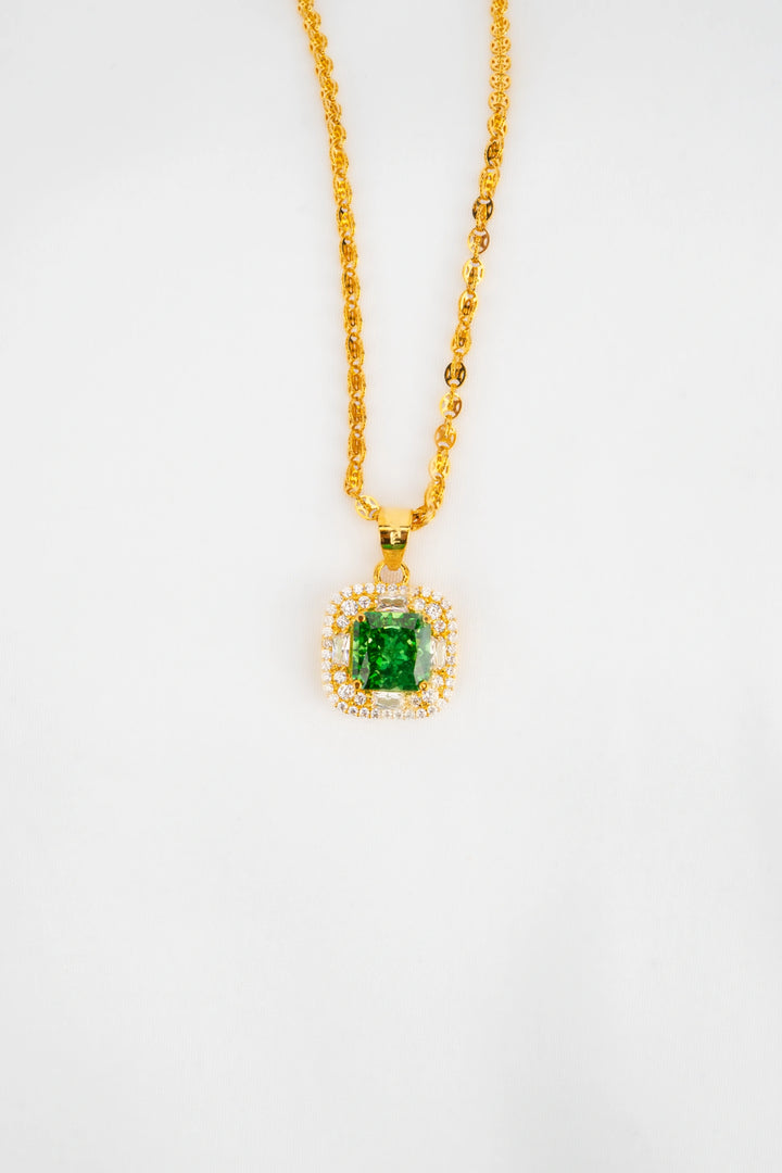 Mặt Đá Vuông Xanh Lá Đính Đá CZ Vàng 16K Bảo Tín K&K