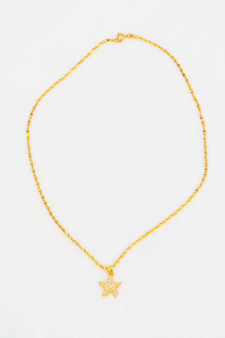 Dây Chuyền Mặt Sao Biển Tấm Đính Đá CZ Vàng 16K Bảo Tín K&K