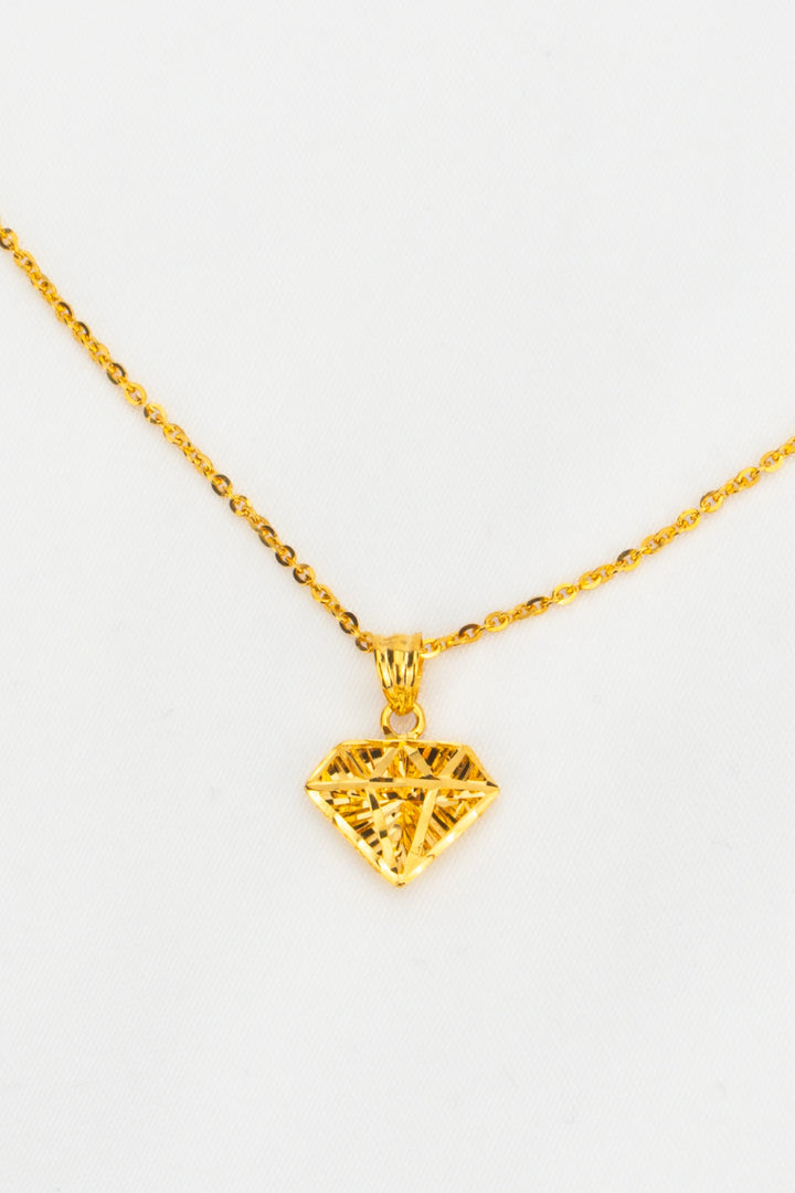 Dây Chuyền Mặt Kim Cương 3D Khắc Máy Vàng 16K Bảo Tín K&K