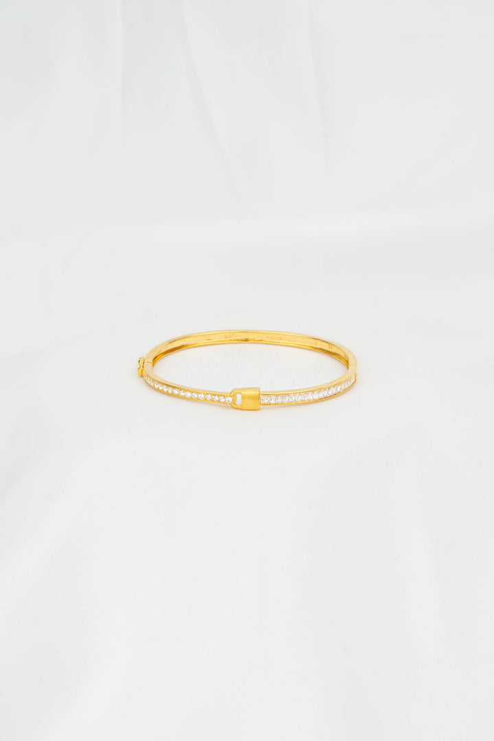 Vòng Tay Ổ Khoá Tấm Baguette Đính Đá CZ Vàng 16K Bảo Tín K&K