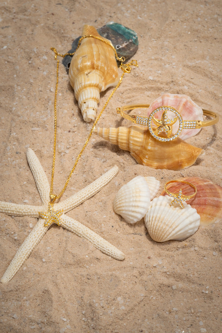 Nhẫn Sao Biển Tấm Đính Đá CZ Vàng 16K Bảo Tín K&K