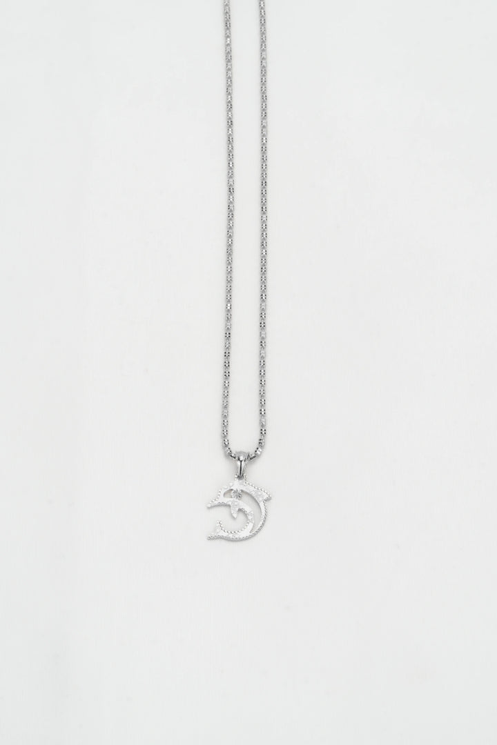 Dây Chuyền Mặt Cá Heo Chạm Hoa Văn Đính Đá CZ Kiểu Ý 750 Bảo Tín K&K