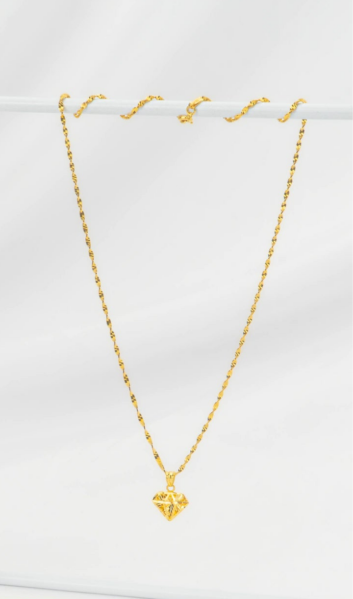 Dây Chuyền Mặt Kim Cương 3D Khắc Máy Vàng 16K Bảo Tín K&K