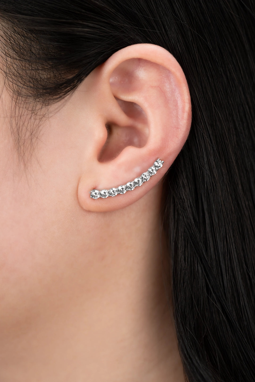 Bông Tai Kẹp Hàng Hột Đính Đá CZ Kiểu Ý 750 Bảo Tín K&K