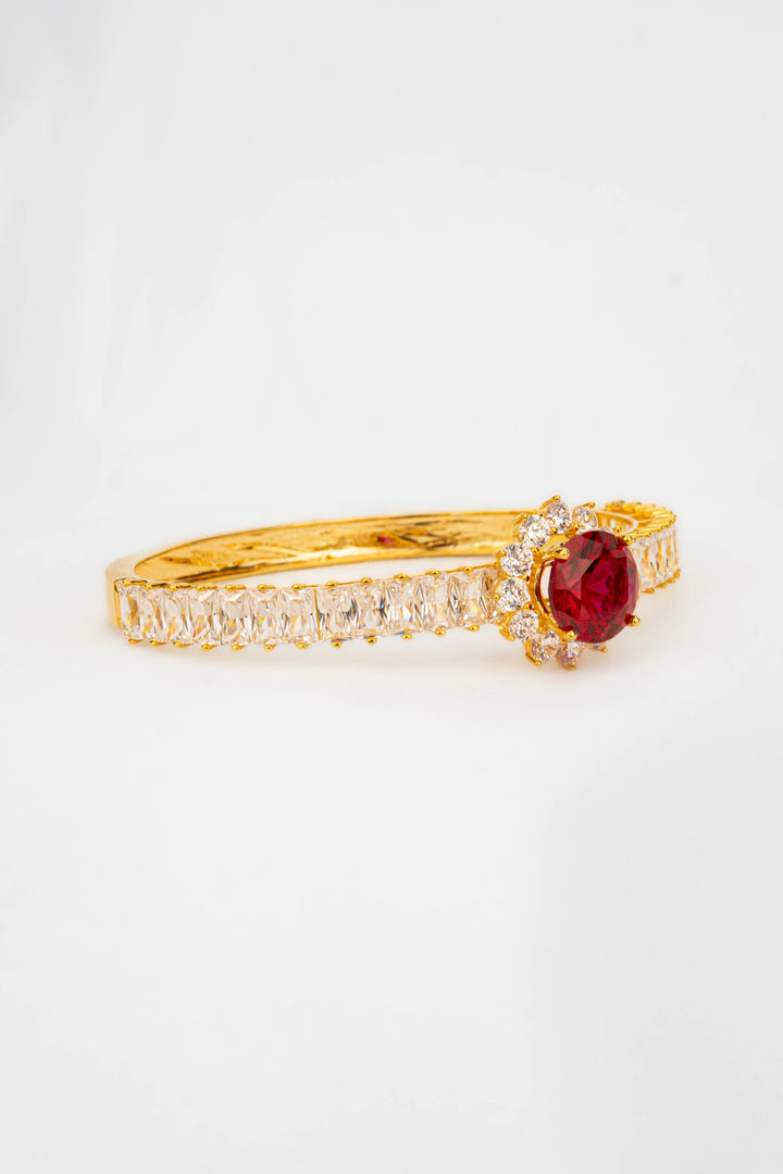 Vòng Tay Đá Đỏ Hồng Đính Đá CZ Vàng 16K Bảo Tín K&K