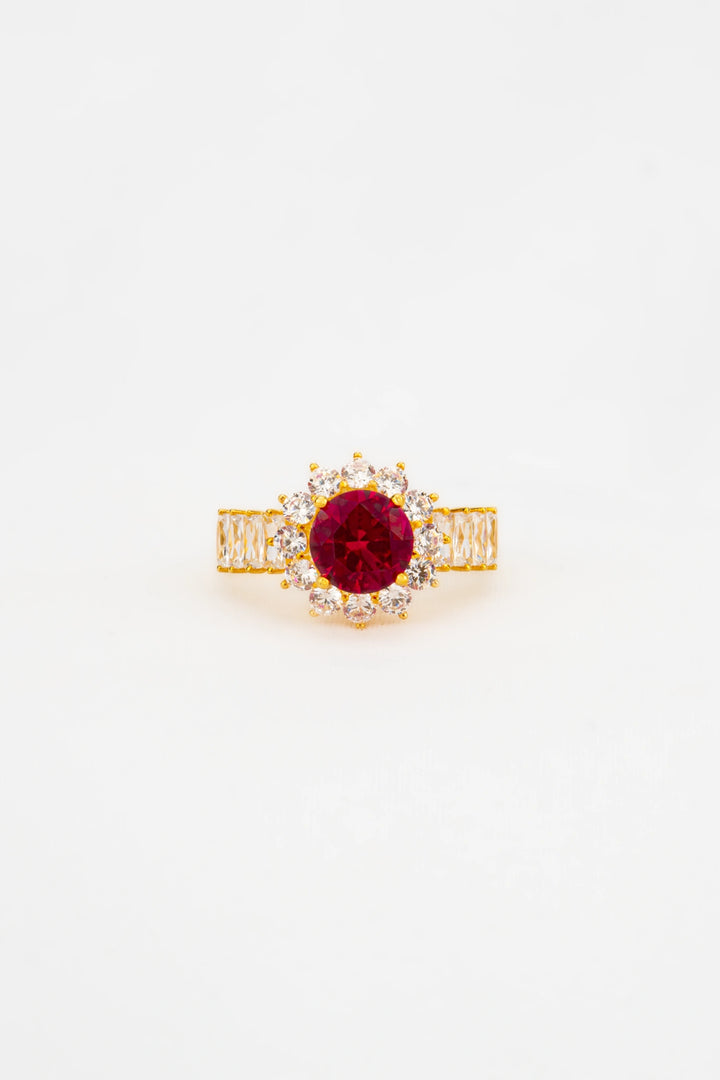 Nhẫn Đá Đỏ Hồng Đính Đá CZ Vàng 16K Bảo Tín K&K