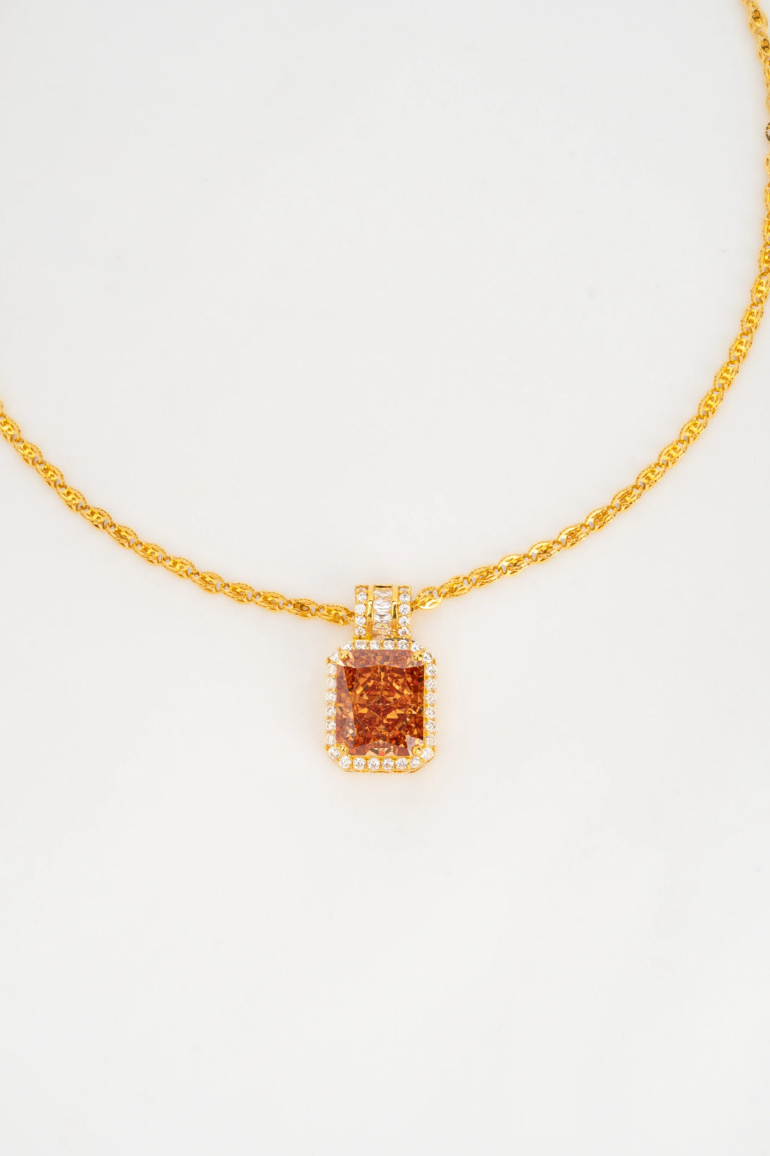 Mặt Đá Màu Cam Đính Đá CZ Vàng 16K Bảo Tín K&K