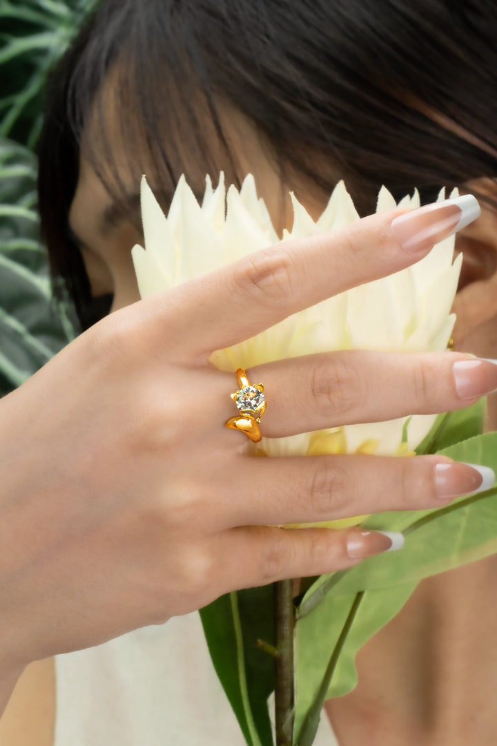 Nhẫn Hồ Ly Đính Đá CZ Vàng 16K Bảo Tín K&K