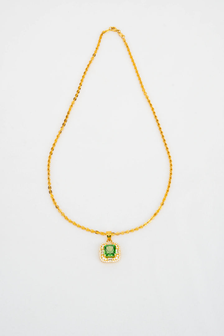 Mặt Đá Vuông Xanh Lá Đính Đá CZ Vàng 16K Bảo Tín K&K