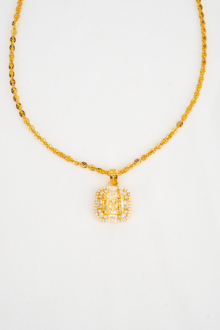 Mặt Đá Vuông Màu Vàng Đính Đá CZ Vàng 16K Bảo Tín K&K