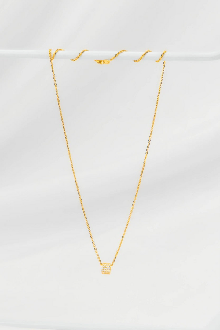 Dây Chuyền Mặt Tròn Tấm Đính Đá CZ Vàng 16K Bảo Tín K&K