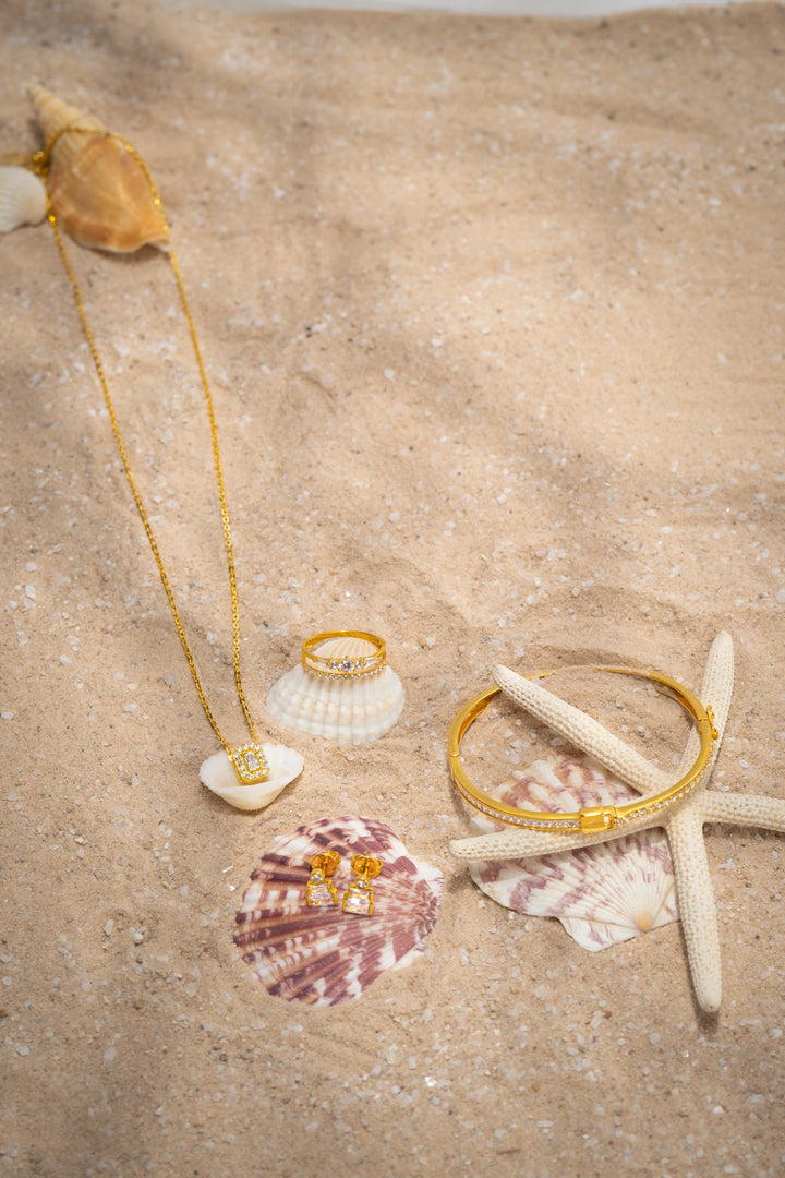 Dây Chuyền Mặt Vuông Tấm Baguette Đính Đá CZ Vàng 16K Bảo Tín K&K