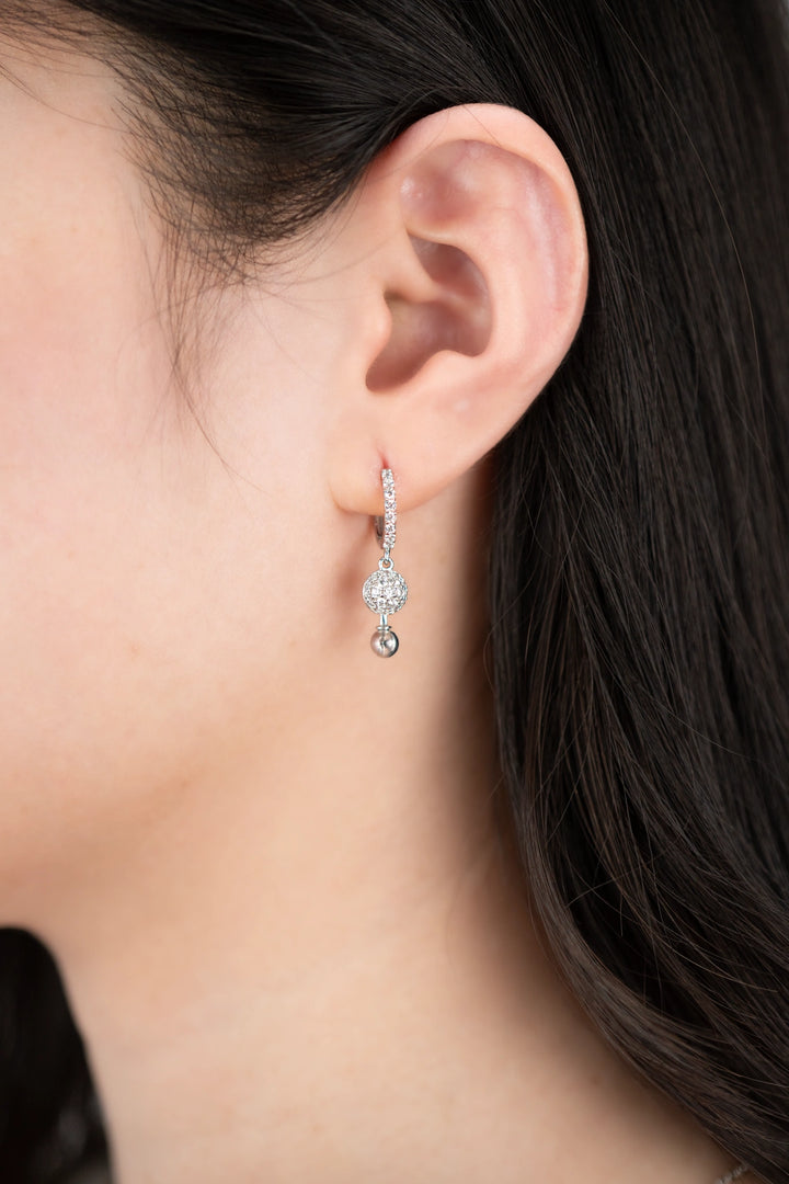 Bông Tai Khoen Tấm Bi TT Đính Đá CZ Kiểu Ý 750 Bảo Tín K&K