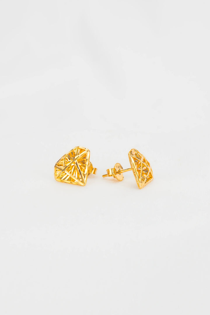 Bông Tai Kim Cương 3D Khắc Máy Vàng 16K Bảo Tín K&K