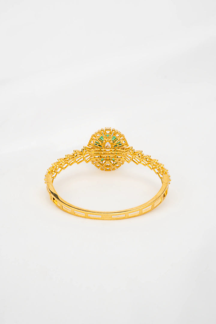 Vòng Tay Kiểu Đá Xanh Lá Đính Đá CZ Vàng 16K Bảo Tín K&K