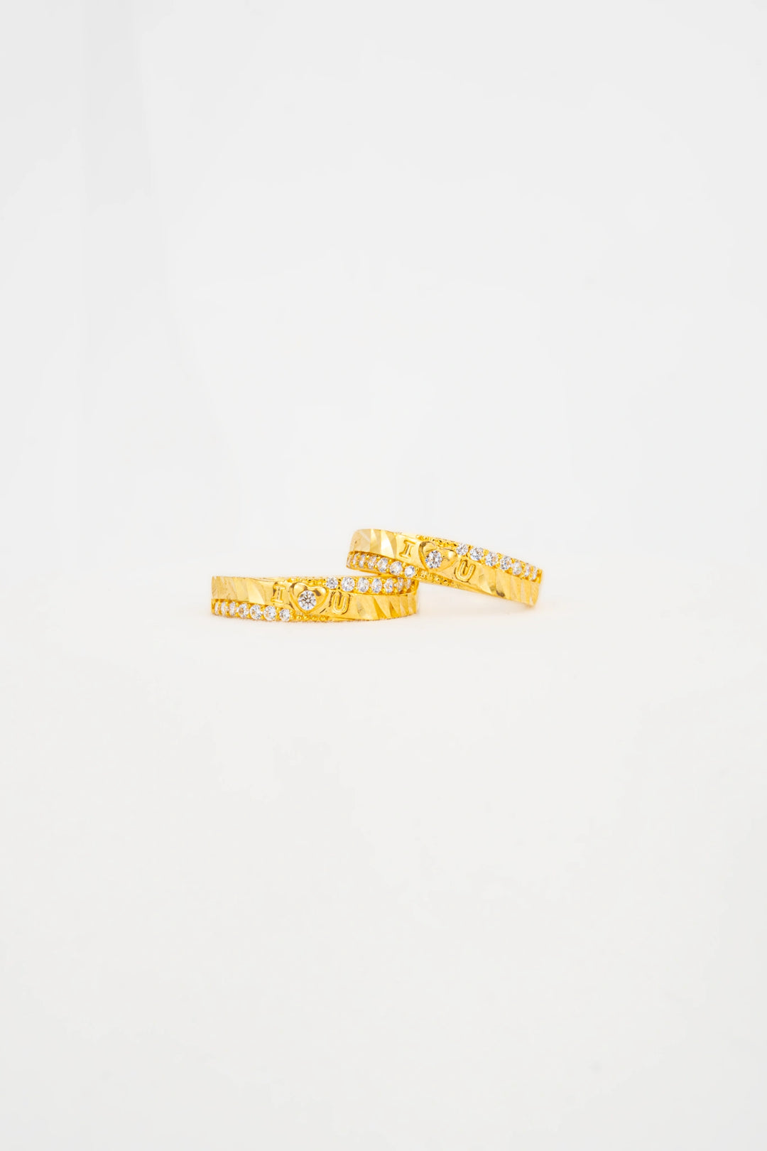 Nhẫn Cưới Kiểu I🫶🏻U Đính Đá CZ Vàng 16K Bảo Tín K&K