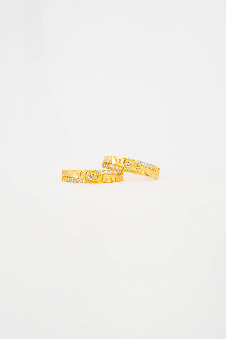 Nhẫn Cưới Kiểu I🫶🏻U Đính Đá CZ Vàng 16K Bảo Tín K&K