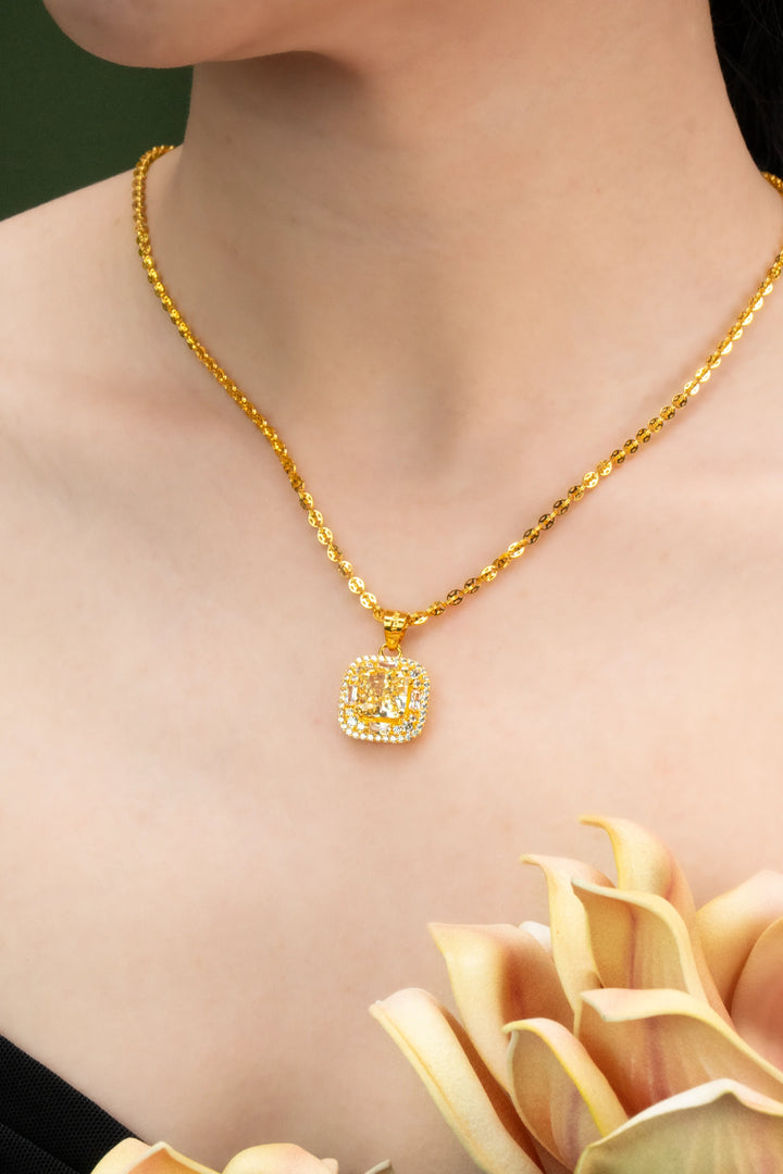 Mặt Đá Vuông Màu Vàng Đính Đá CZ Vàng 16K Bảo Tín K&K