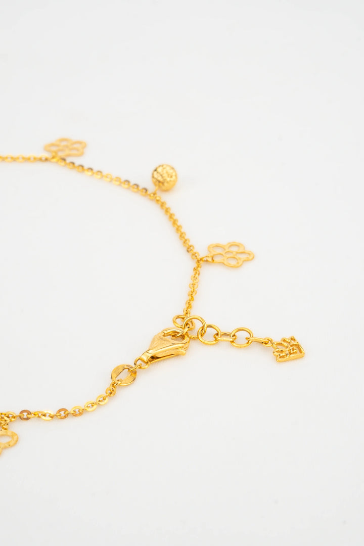 Lắc Chân Charm Bi Hoa Vàng 16K Bảo Tín K&K