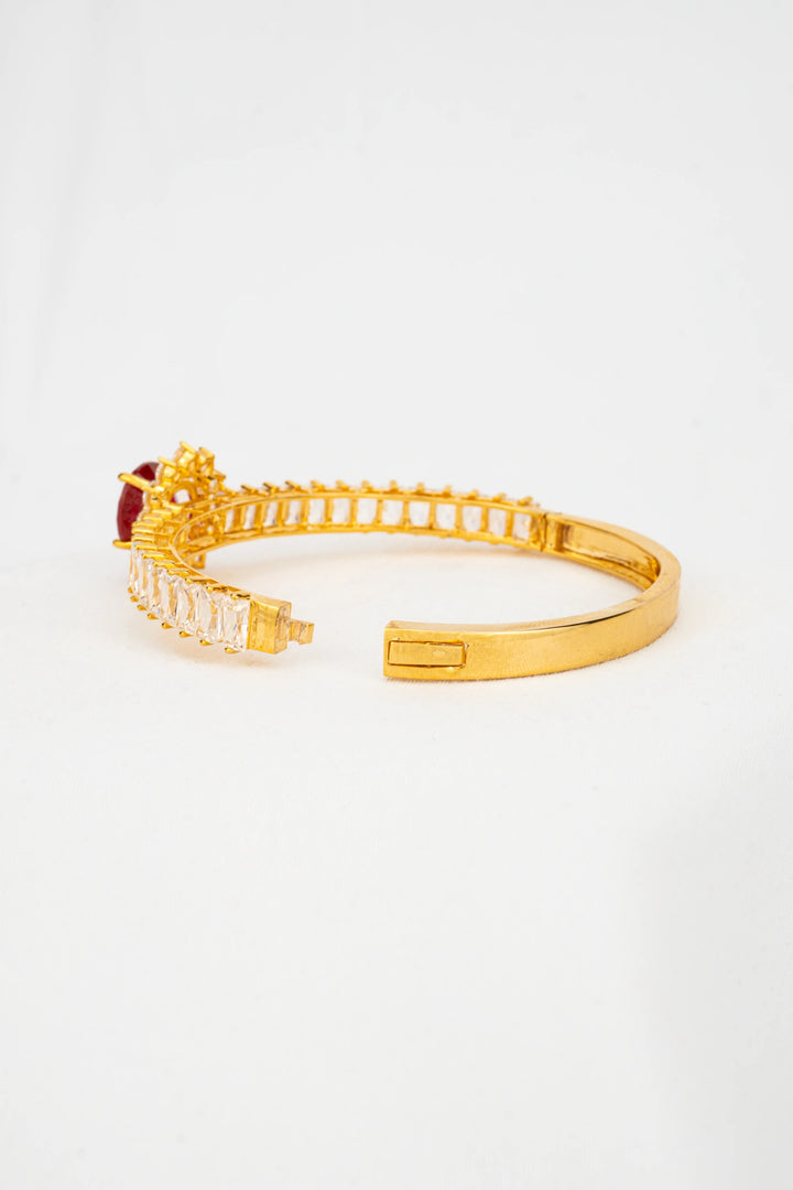 Vòng Tay Đá Đỏ Hồng Đính Đá CZ Vàng 16K Bảo Tín K&K