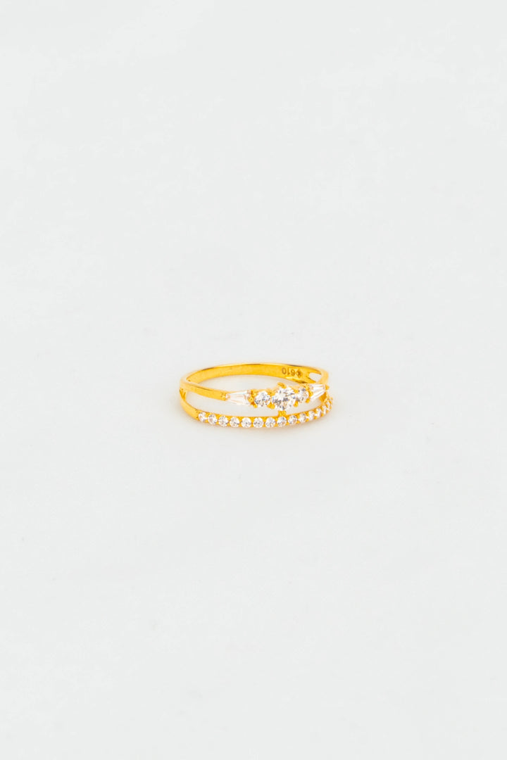 Nhẫn Kiểu Hàng Đôi Tấm Baguette Đính Đá CZ Vàng 16K Bảo Tín K&K