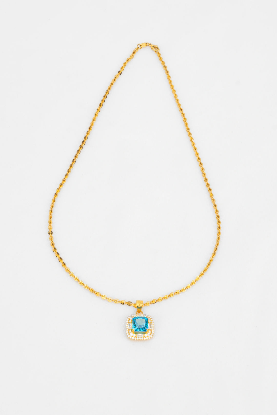 Mặt Đá Vuông Xanh Dương Đính Đá CZ Vàng 16K Bảo Tín K&K