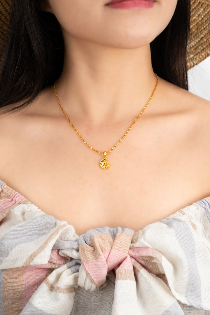 Dây Chuyền Mặt Trăng Khắc Máy Vàng 16K Bảo Tín K&K