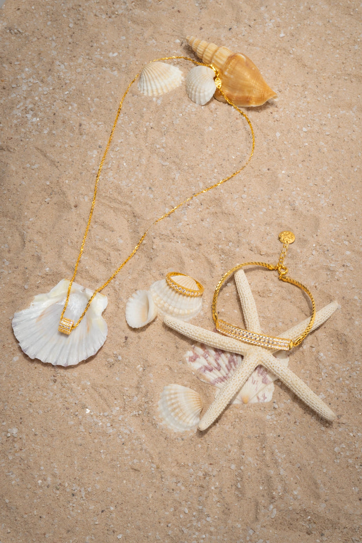 Nhẫn Nửa Hàng Tấm Đính Đá CZ Vàng 16K Bảo Tín K&K