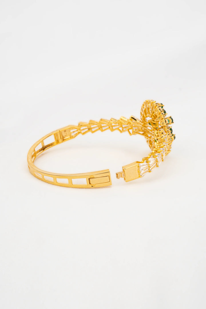 Vòng Tay Kiểu Đá Xanh Lá Đính Đá CZ Vàng 16K Bảo Tín K&K