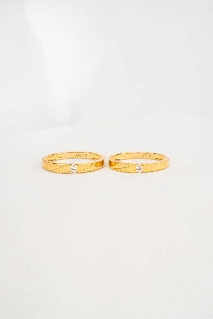 Nhẫn Cưới Kiểu Đính Đá CZ Vàng 16K Bảo Tín K&K