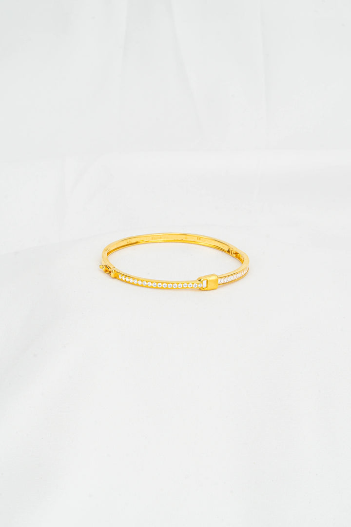 Vòng Tay Ổ Khoá Tấm Baguette Đính Đá CZ Vàng 16K Bảo Tín K&K