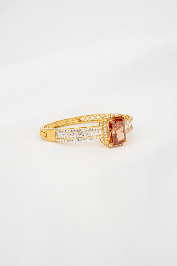 Vòng Tay Đá Màu Cam Đính Đá CZ Vàng 16K Bảo Tín K&K