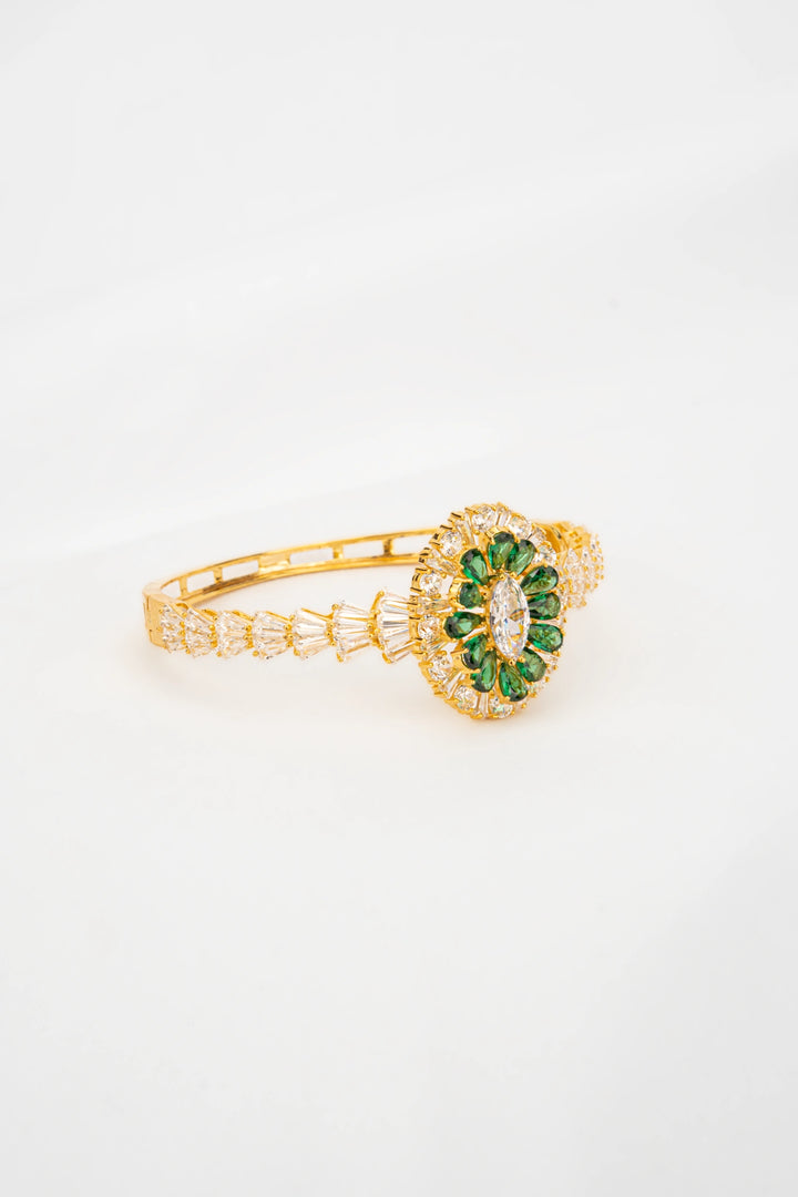 Vòng Tay Kiểu Đá Xanh Lá Đính Đá CZ Vàng 16K Bảo Tín K&K