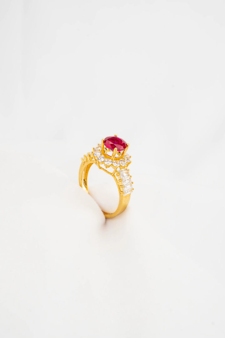 Nhẫn Đá Đỏ Hồng Đính Đá CZ Vàng 16K Bảo Tín K&K