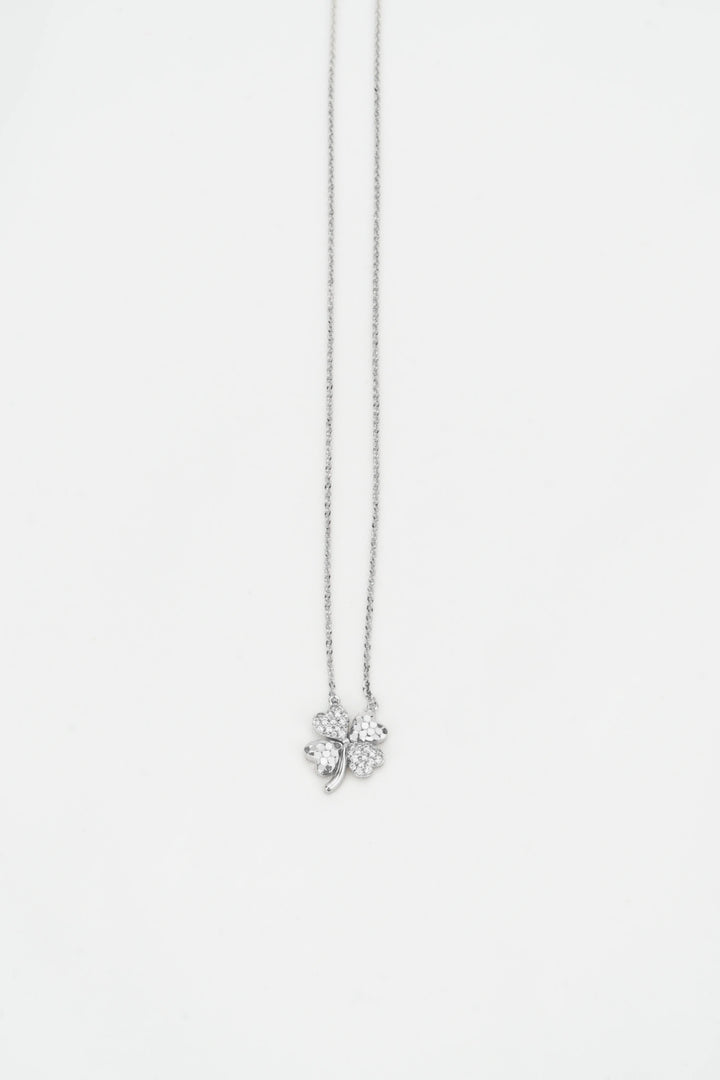 Dây Chuyền Mặt Hoa 4 Cánh Tim Đính Đá CZ Kiểu Ý 750 Bảo Tín K&K