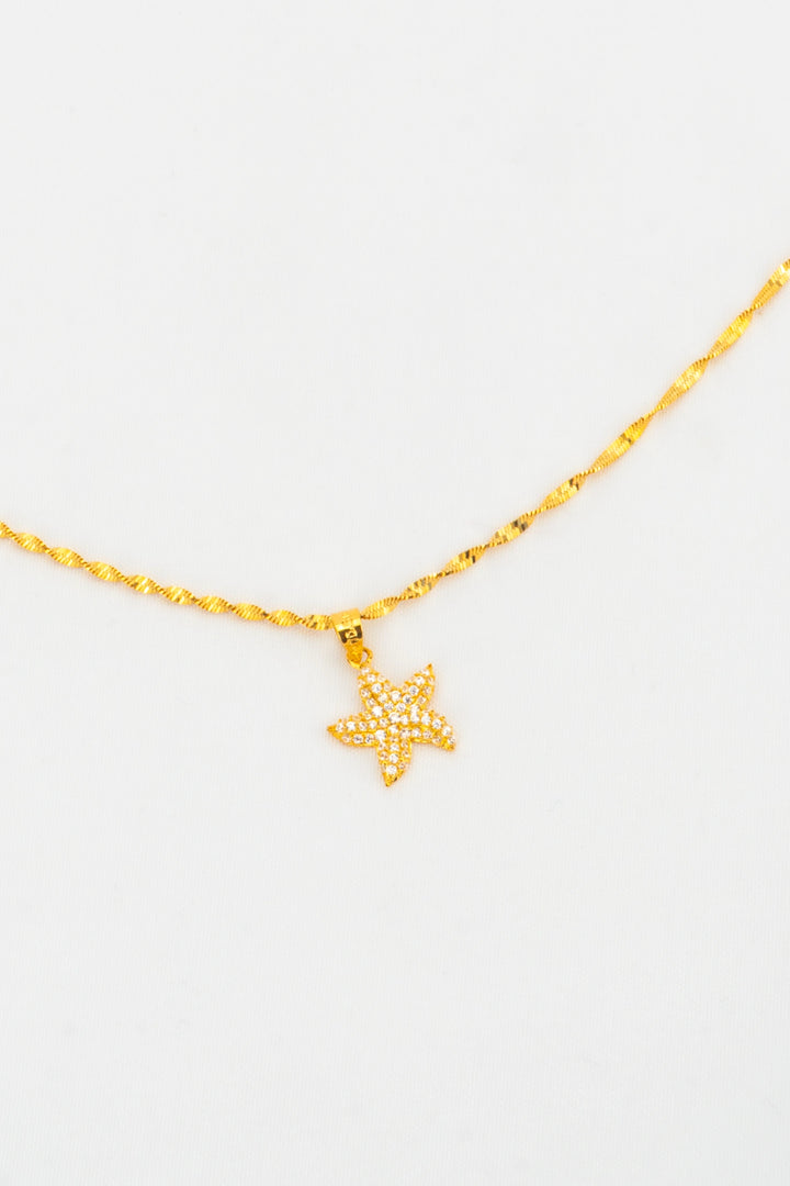 Dây Chuyền Mặt Sao Biển Tấm Đính Đá CZ Vàng 16K Bảo Tín K&K