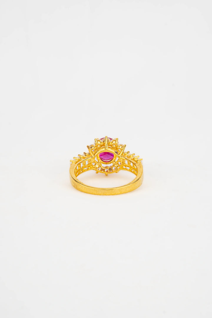 Nhẫn Đá Đỏ Hồng Đính Đá CZ Vàng 16K Bảo Tín K&K