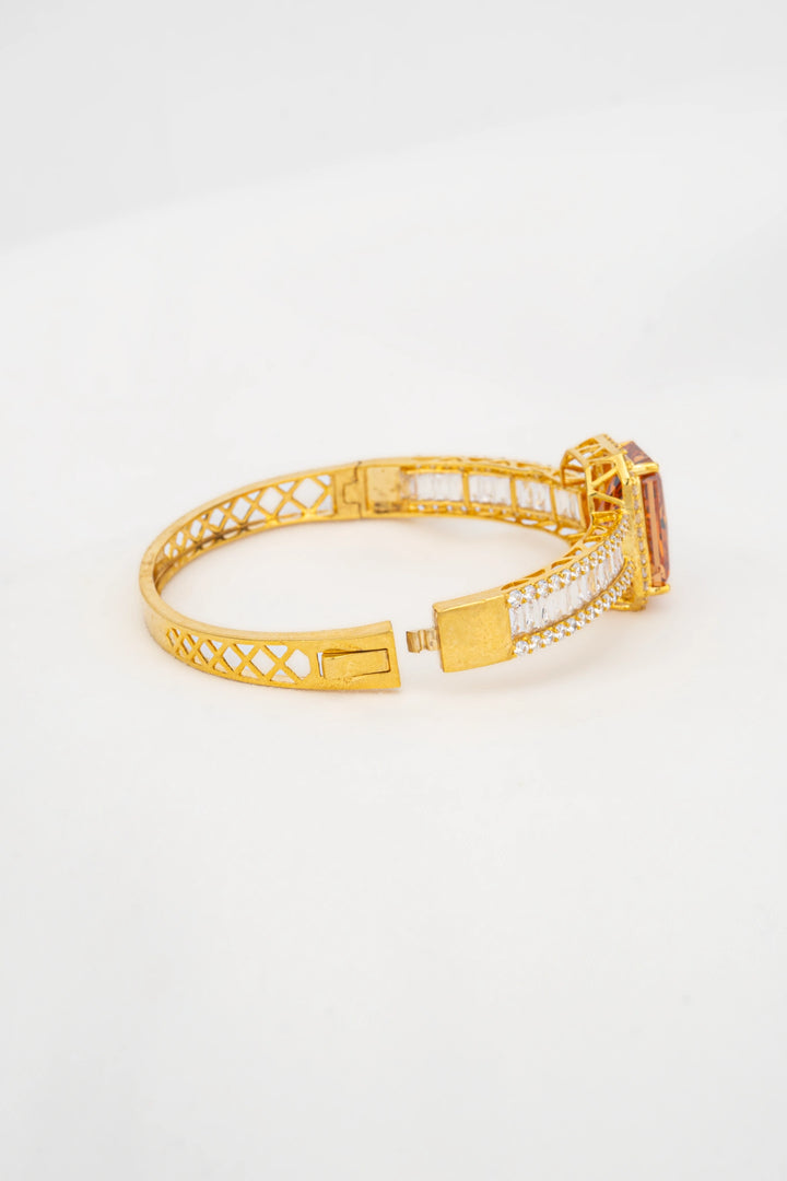 Vòng Tay Đá Màu Cam Đính Đá CZ Vàng 16K Bảo Tín K&K