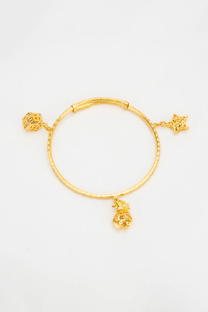 Vòng Tay Em Bé Charm Hoạ Tiết Đồng Tiền Vàng 16K Bảo Tín K&K