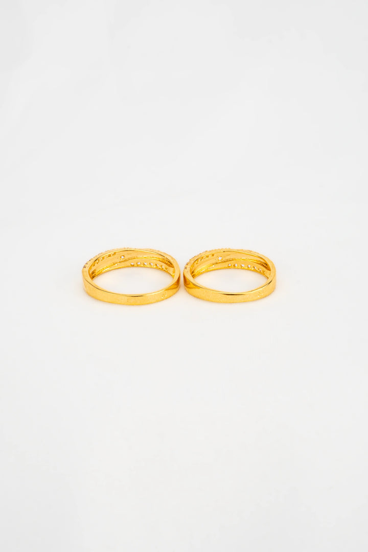 Nhẫn Cưới Kiểu I🫶🏻U Đính Đá CZ Vàng 16K Bảo Tín K&K