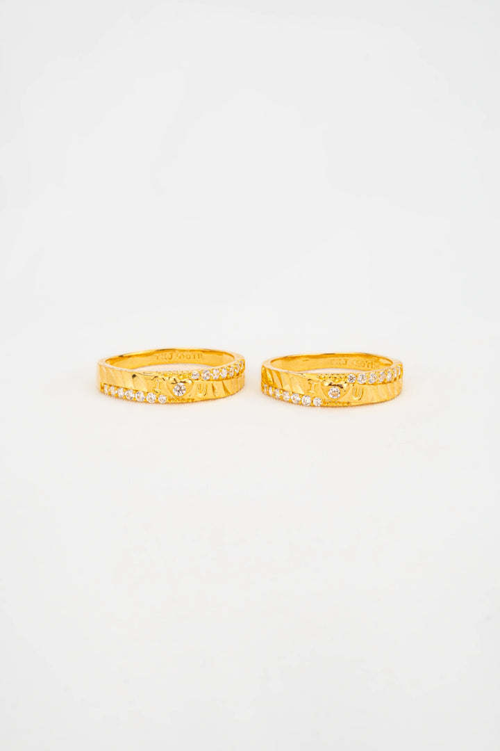 Nhẫn Cưới Kiểu I🫶🏻U Đính Đá CZ Vàng 16K Bảo Tín K&K