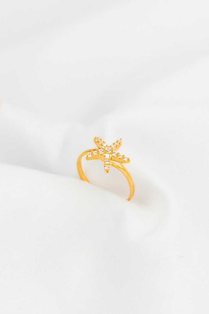 Nhẫn Sao Biển Tấm Đính Đá CZ Vàng 16K Bảo Tín K&K