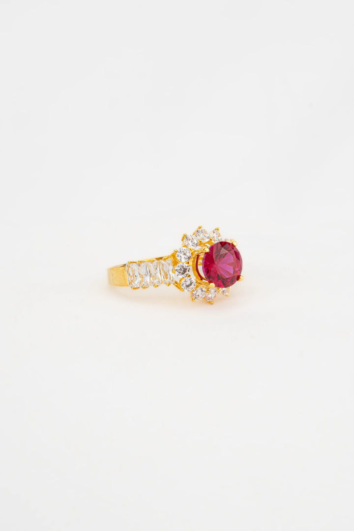 Nhẫn Đá Đỏ Hồng Đính Đá CZ Vàng 16K Bảo Tín K&K